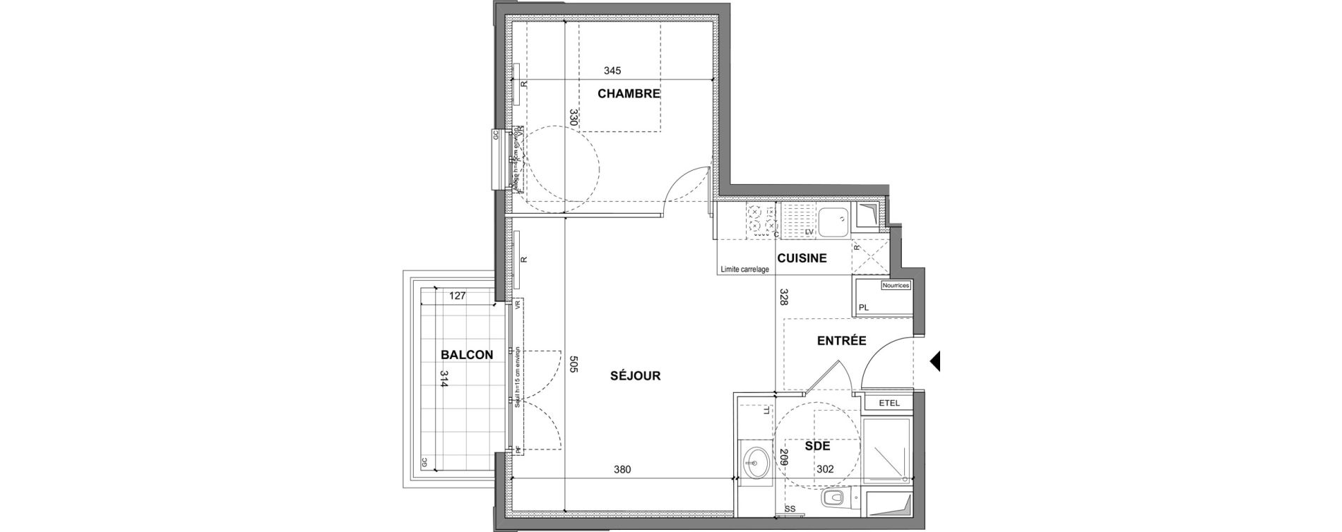 Appartement T2 de 45,30 m2 au Blanc-Mesnil La molette