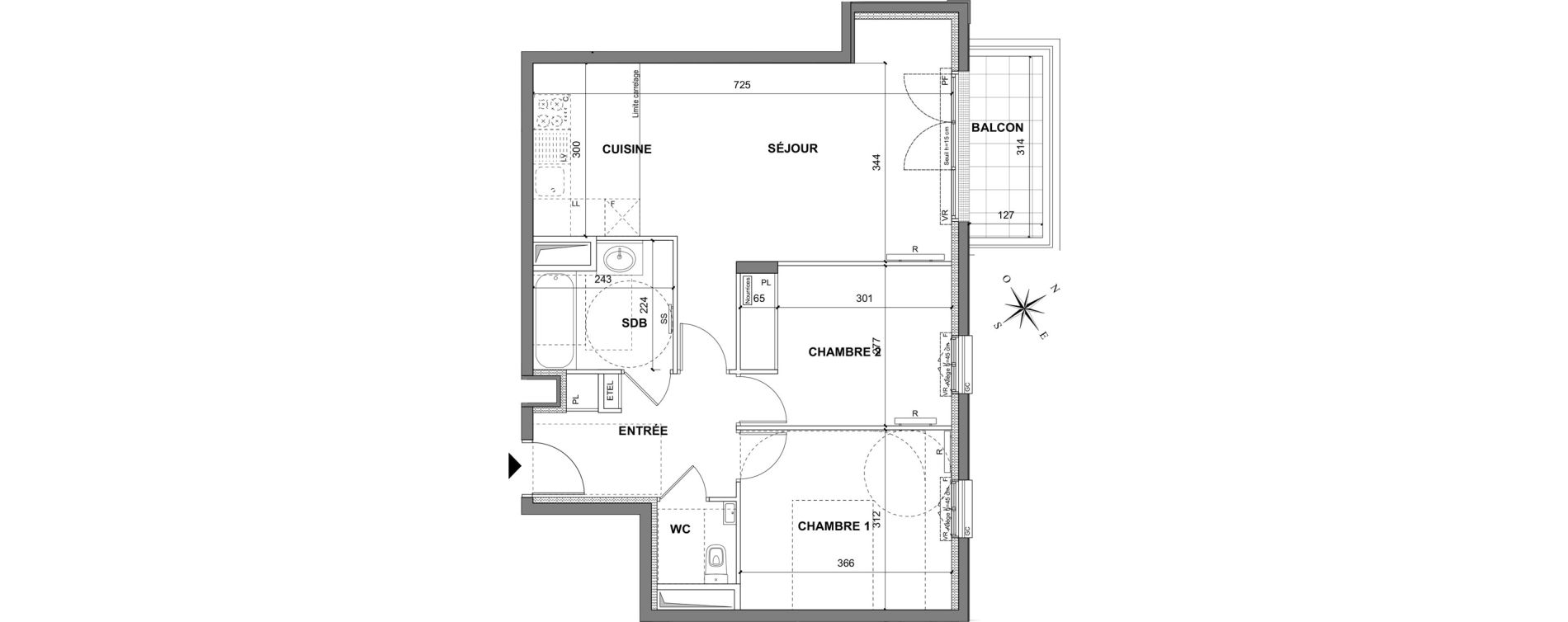 Appartement T3 de 62,10 m2 au Blanc-Mesnil La molette