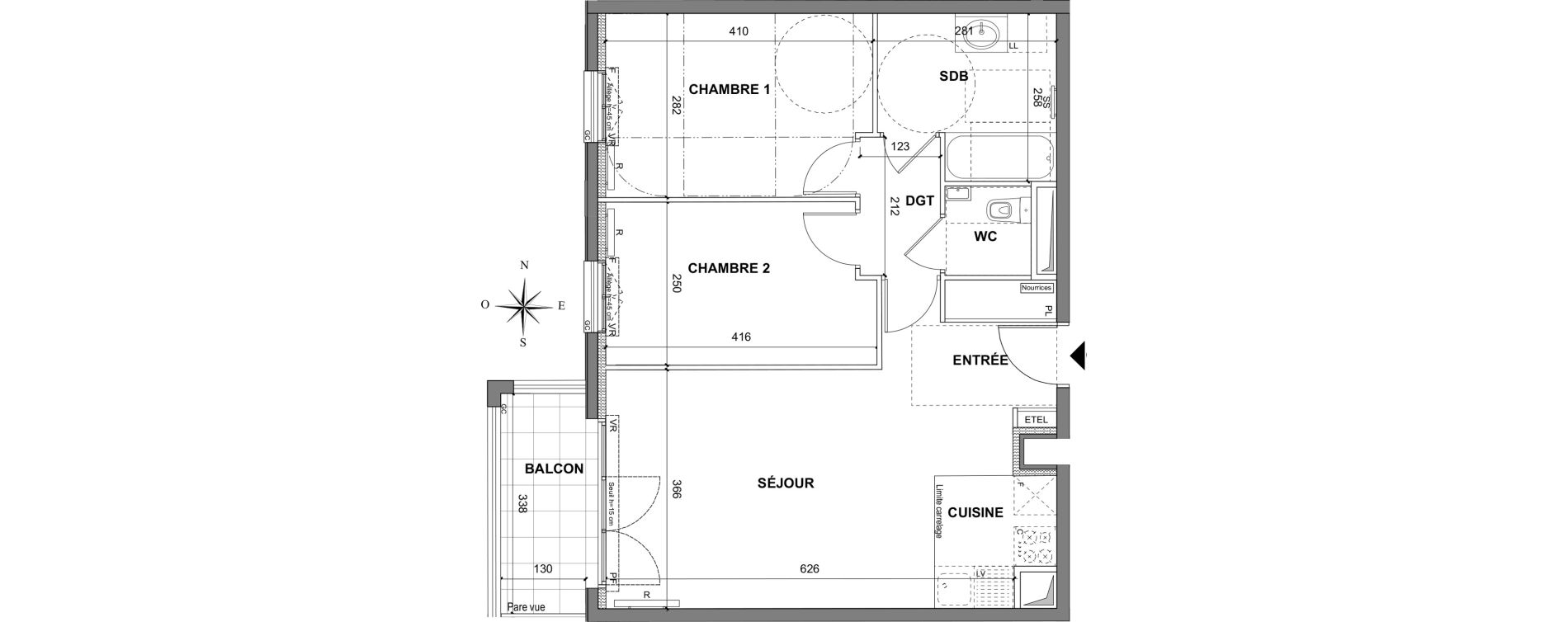 Appartement T3 de 59,80 m2 au Blanc-Mesnil La molette