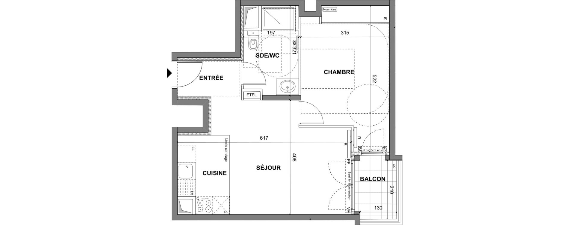 Appartement T2 de 44,40 m2 au Blanc-Mesnil La molette