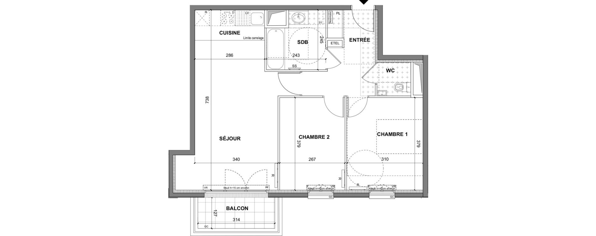 Plan Appartement T3 De 62 45 M² Neuf Résidence « 102 Avenue Aristide