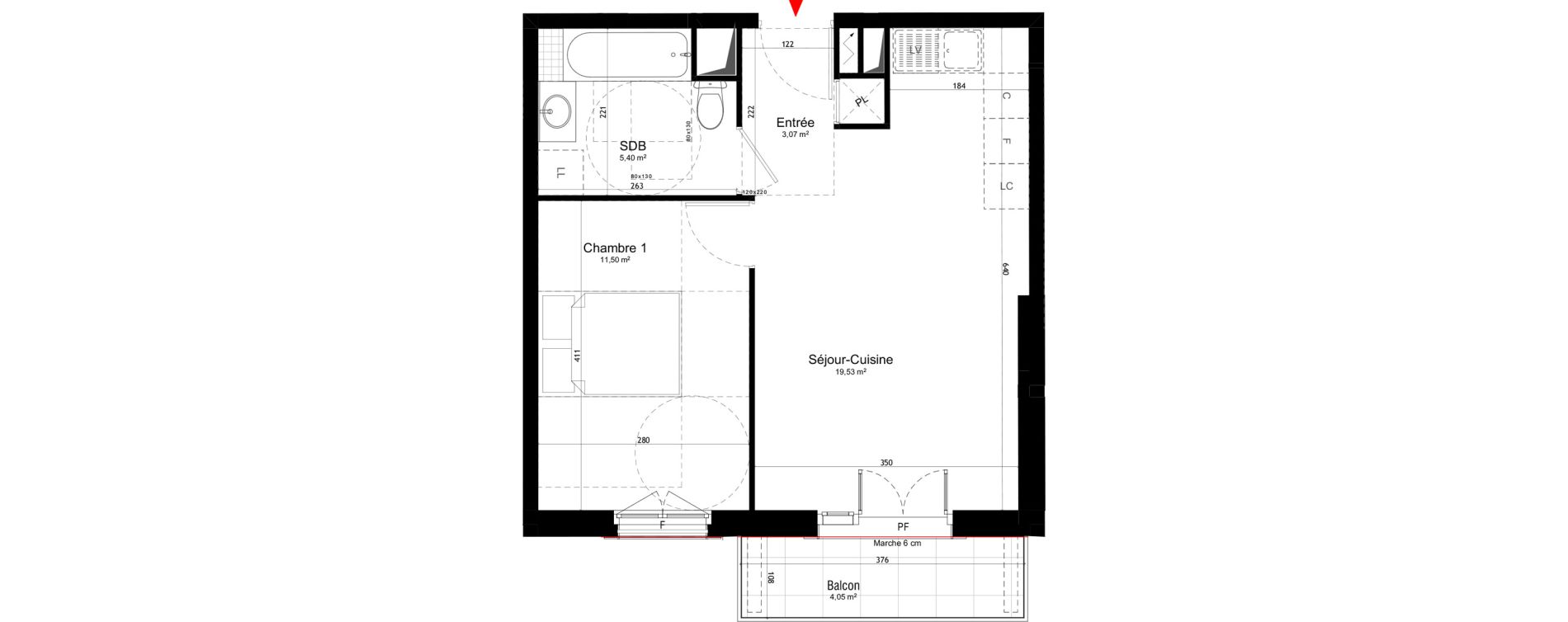 Appartement T2 de 39,50 m2 au Blanc-Mesnil Centre