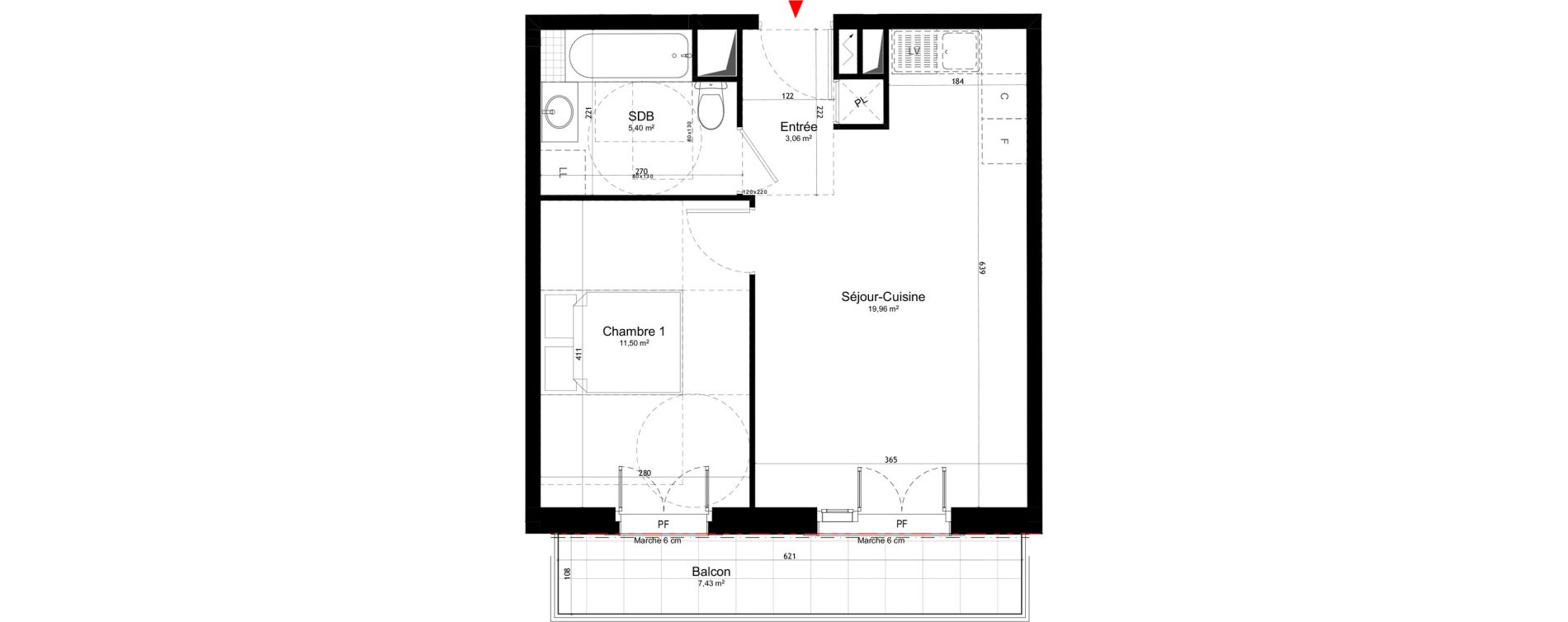 Appartement T2 de 39,92 m2 au Blanc-Mesnil Centre