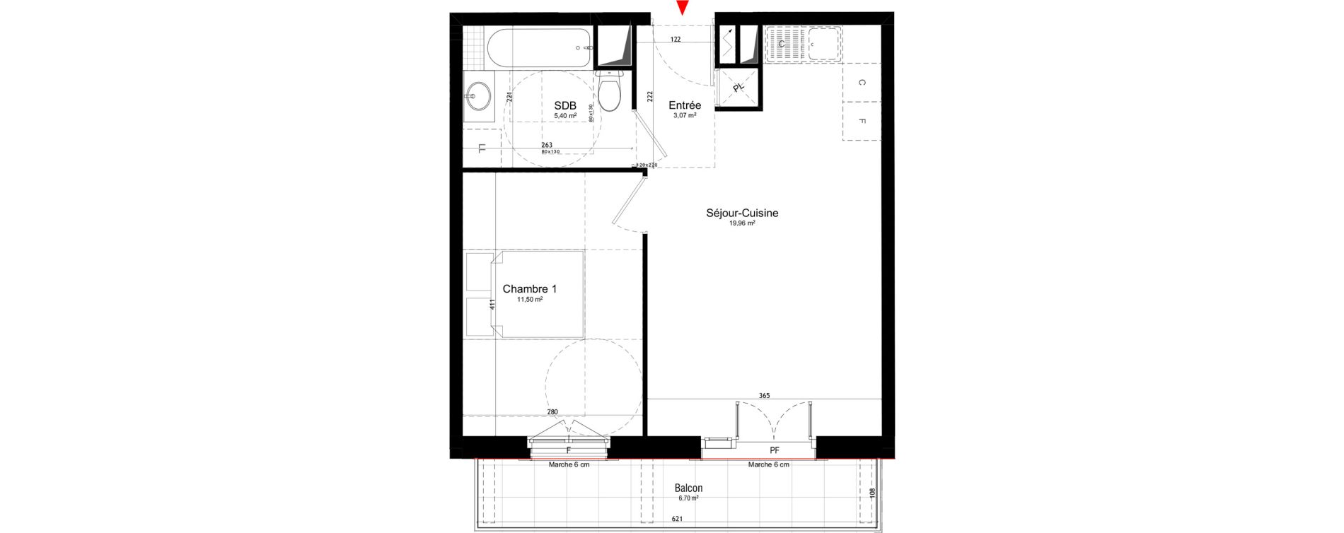 Appartement T2 de 39,93 m2 au Blanc-Mesnil Centre