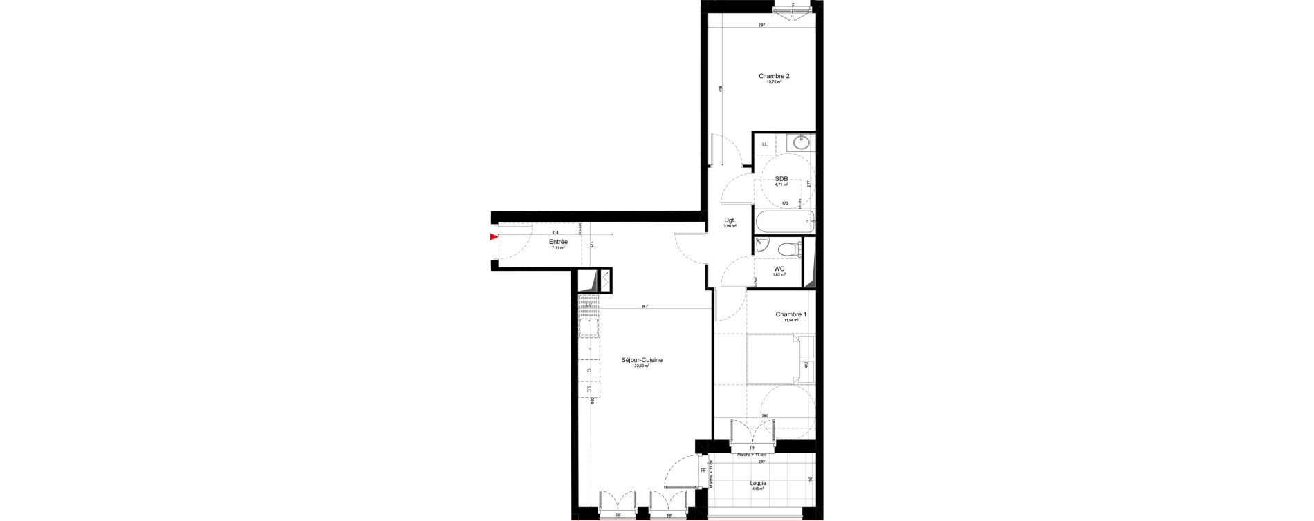 Appartement T3 de 62,49 m2 au Blanc-Mesnil Centre