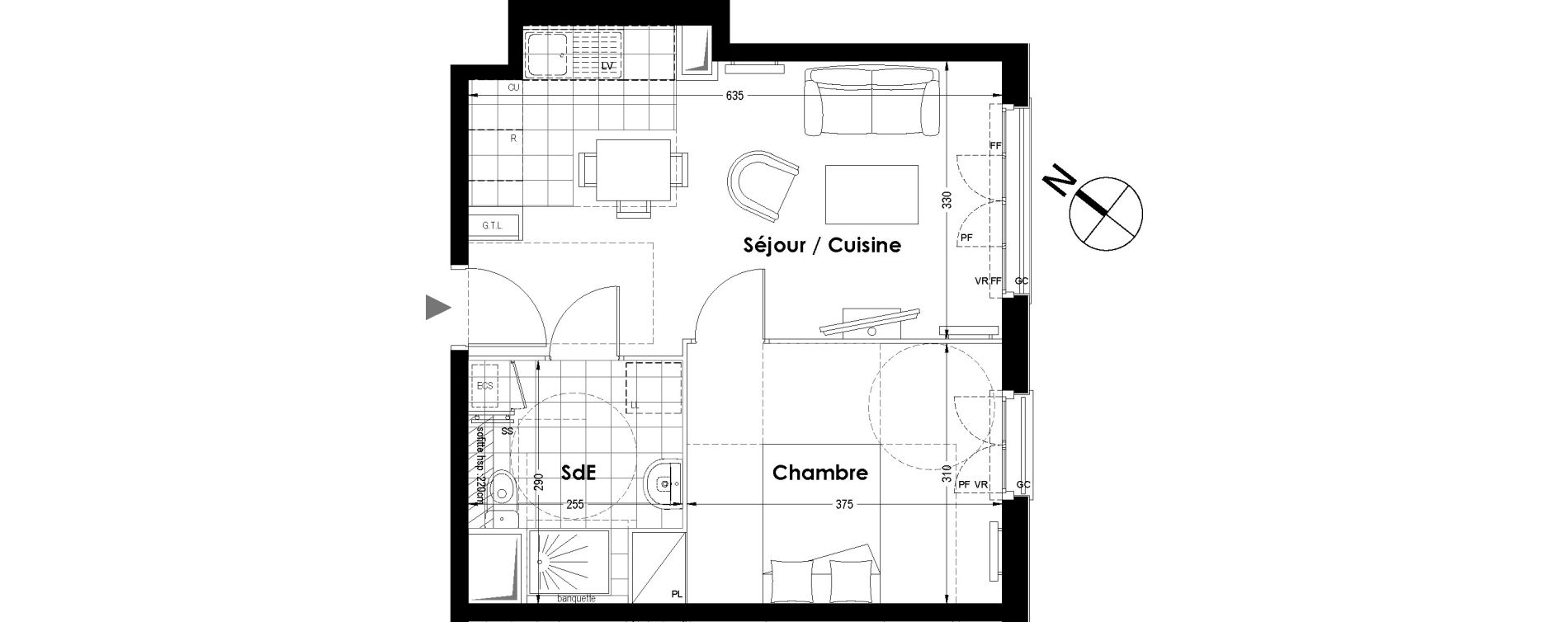 Appartement T2 de 39,86 m2 au Blanc-Mesnil Centre