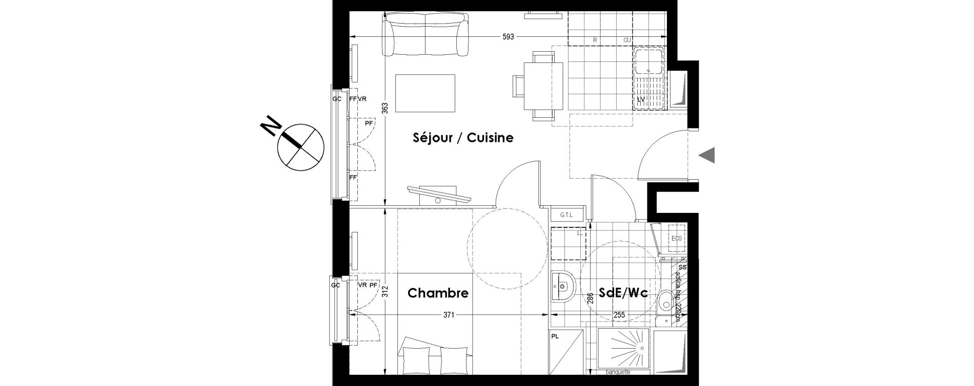 Appartement T2 de 40,07 m2 au Blanc-Mesnil Centre