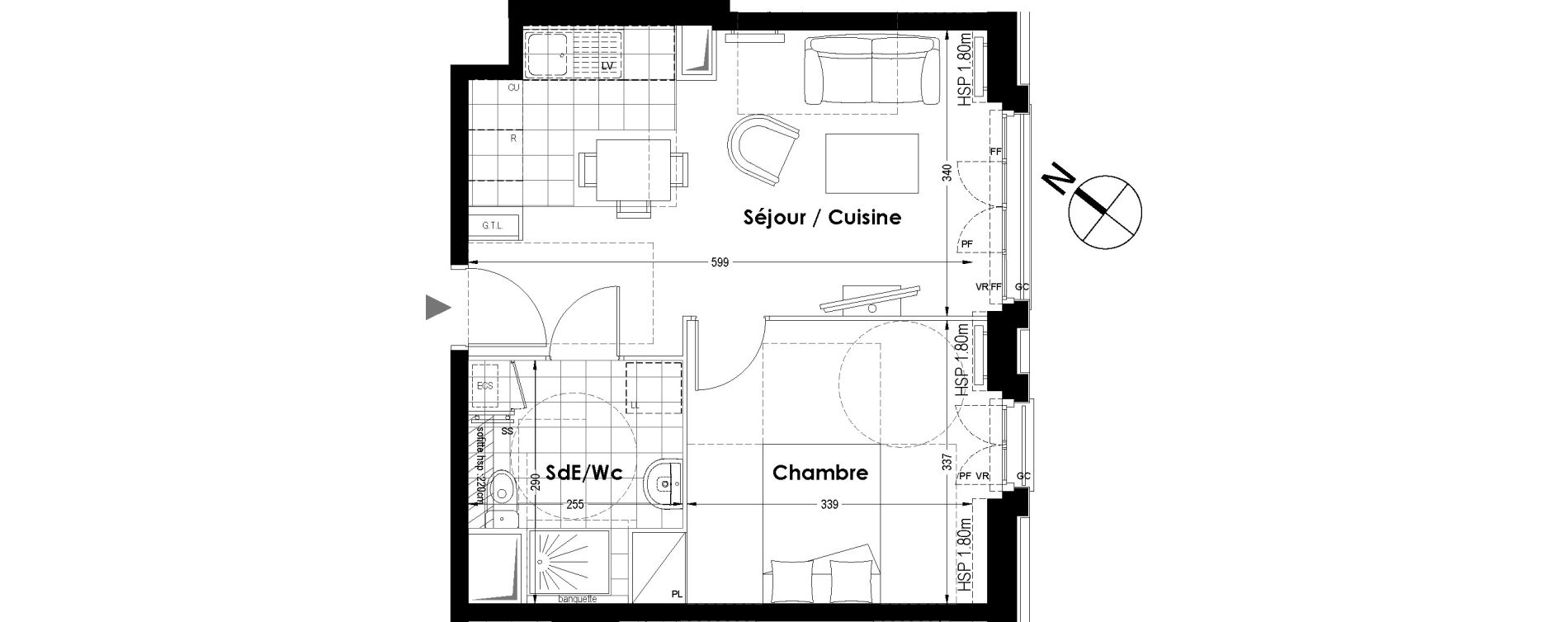 Appartement T2 de 40,02 m2 au Blanc-Mesnil Centre