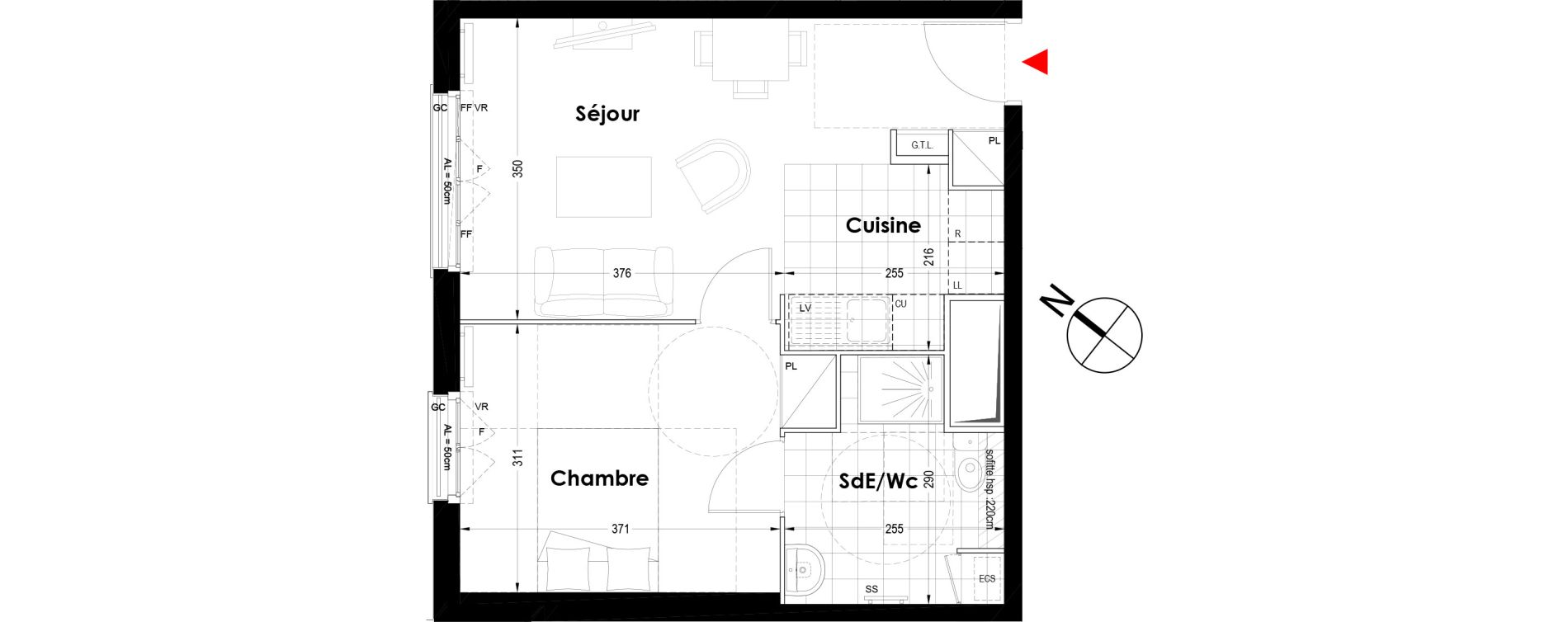 Appartement T2 de 40,21 m2 au Blanc-Mesnil Centre