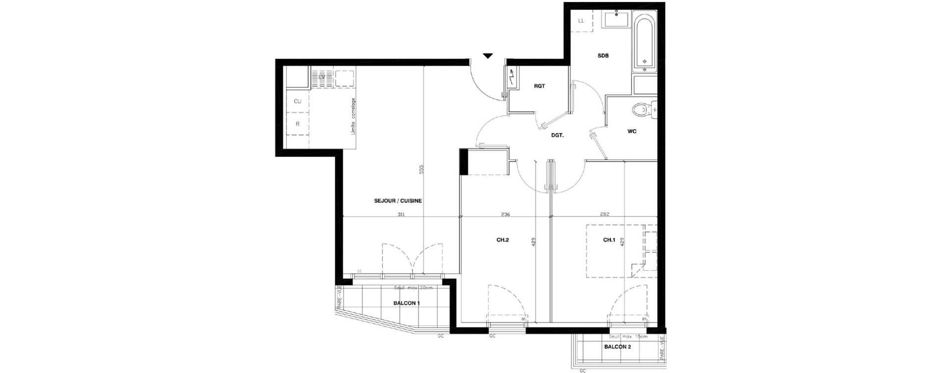 Appartement T3 de 57,99 m2 au Blanc-Mesnil Gare