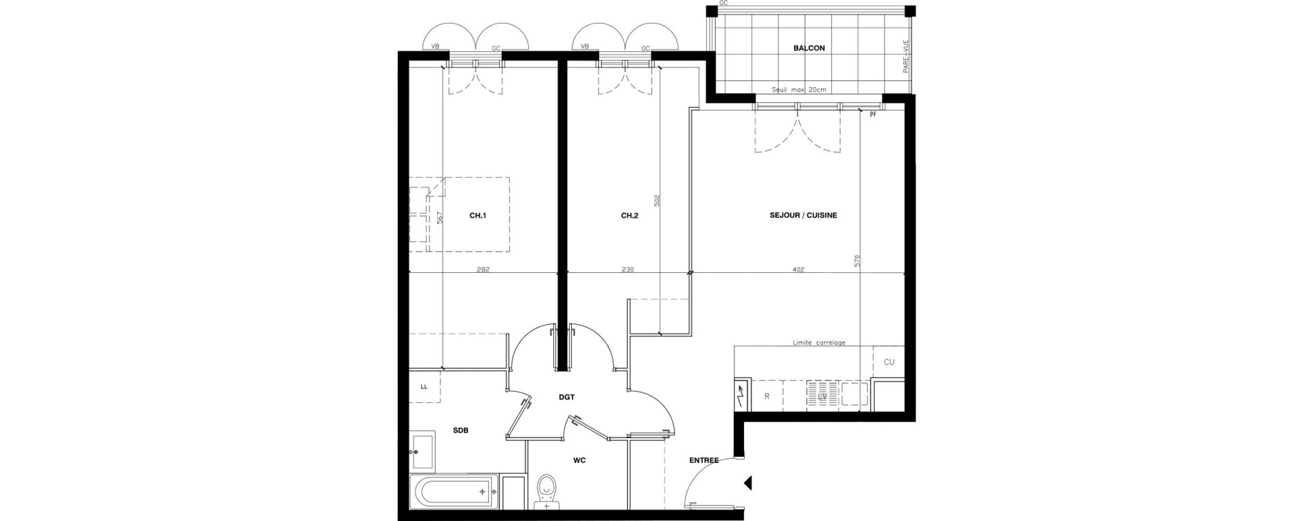 Appartement T3 de 66,14 m2 au Blanc-Mesnil Gare