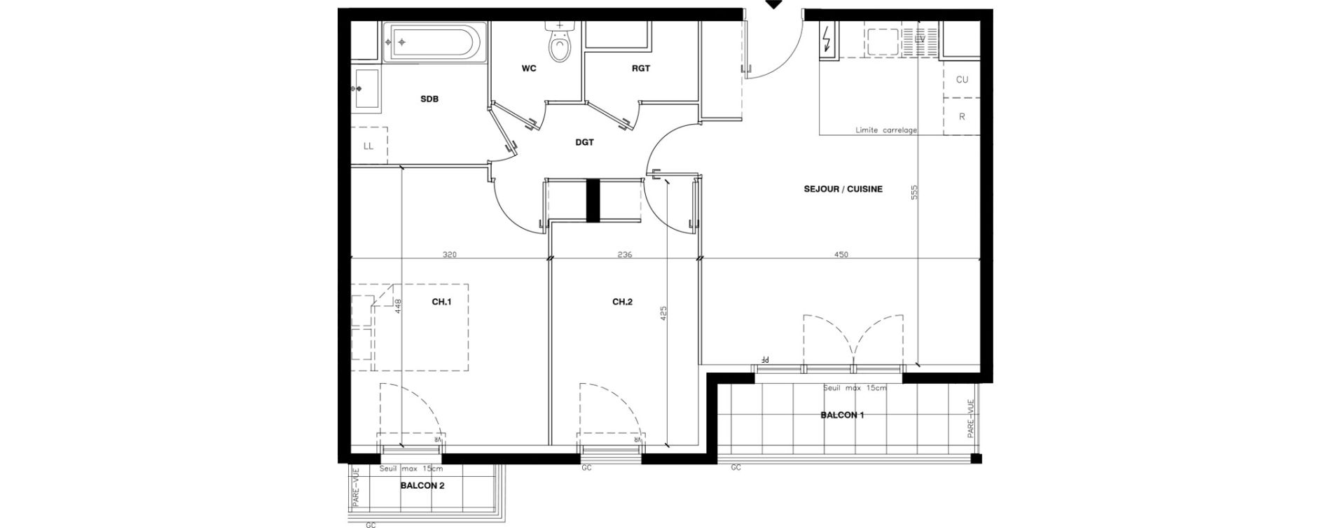 Appartement T3 de 60,84 m2 au Blanc-Mesnil Gare