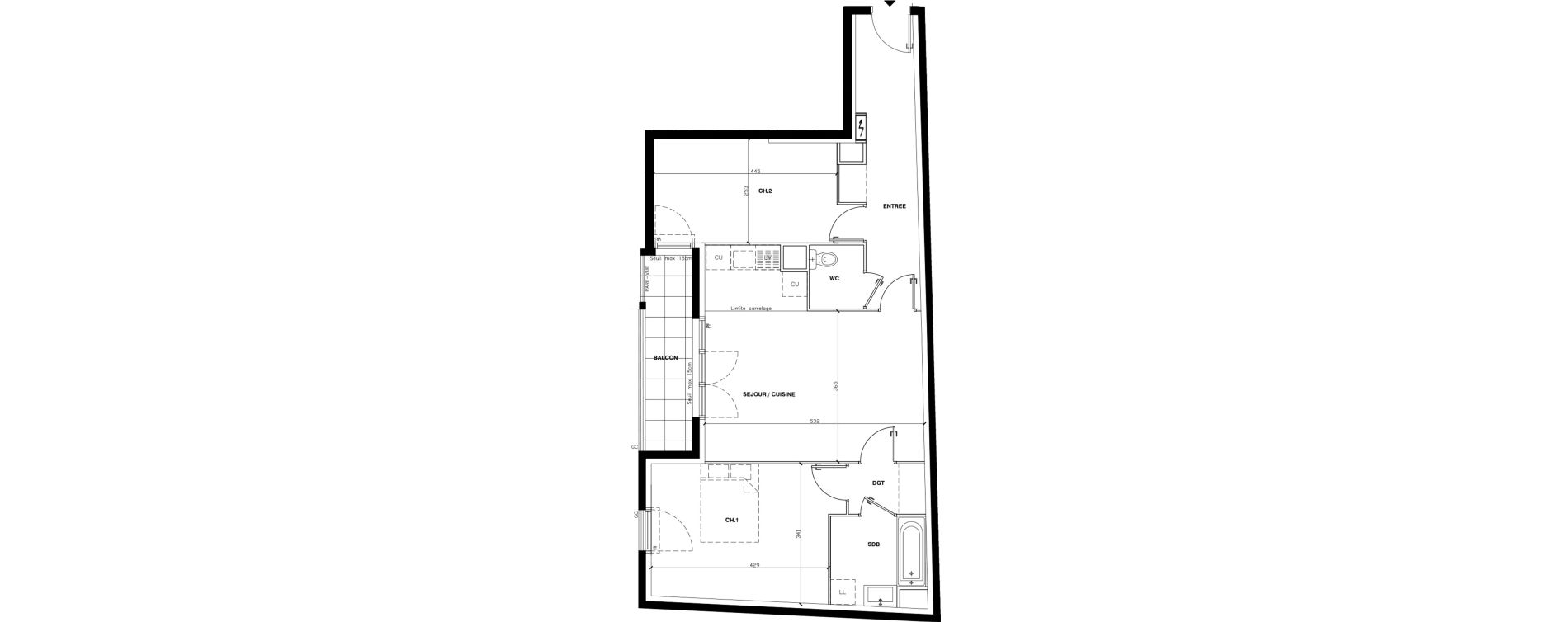 Appartement T3 de 68,15 m2 au Blanc-Mesnil Gare