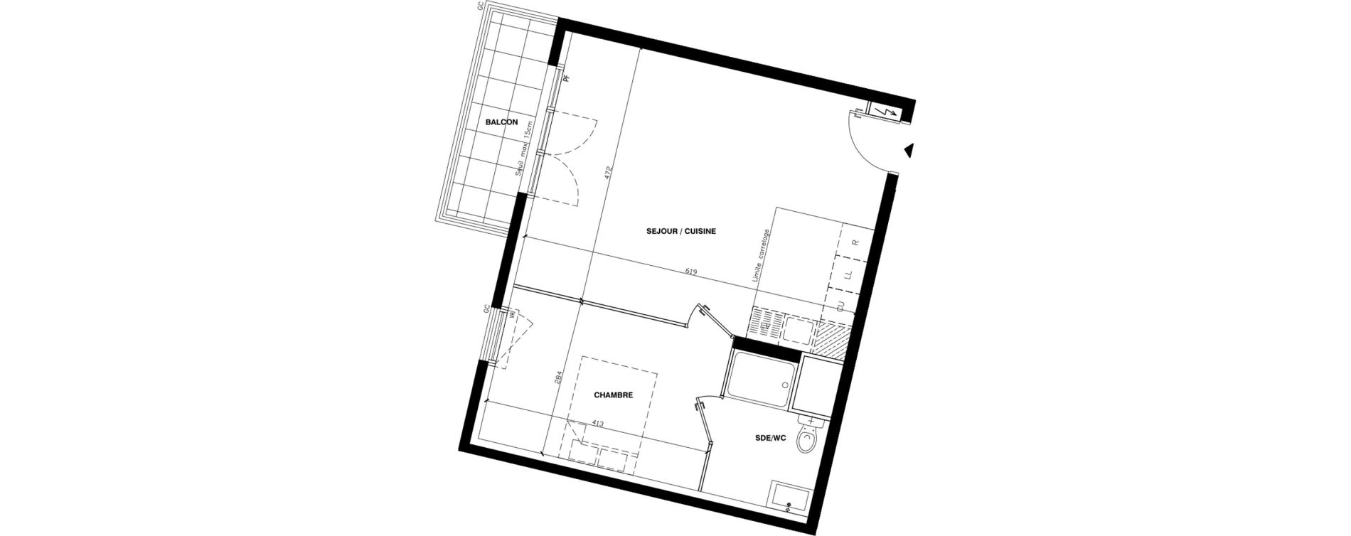 Appartement T2 de 45,50 m2 au Blanc-Mesnil Gare