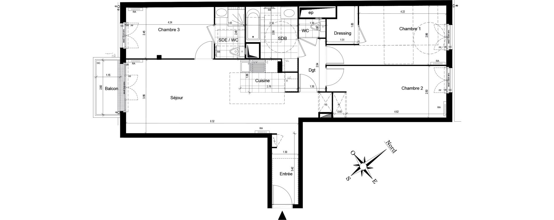 Appartement T4 de 89,44 m2 au Blanc-Mesnil Centre