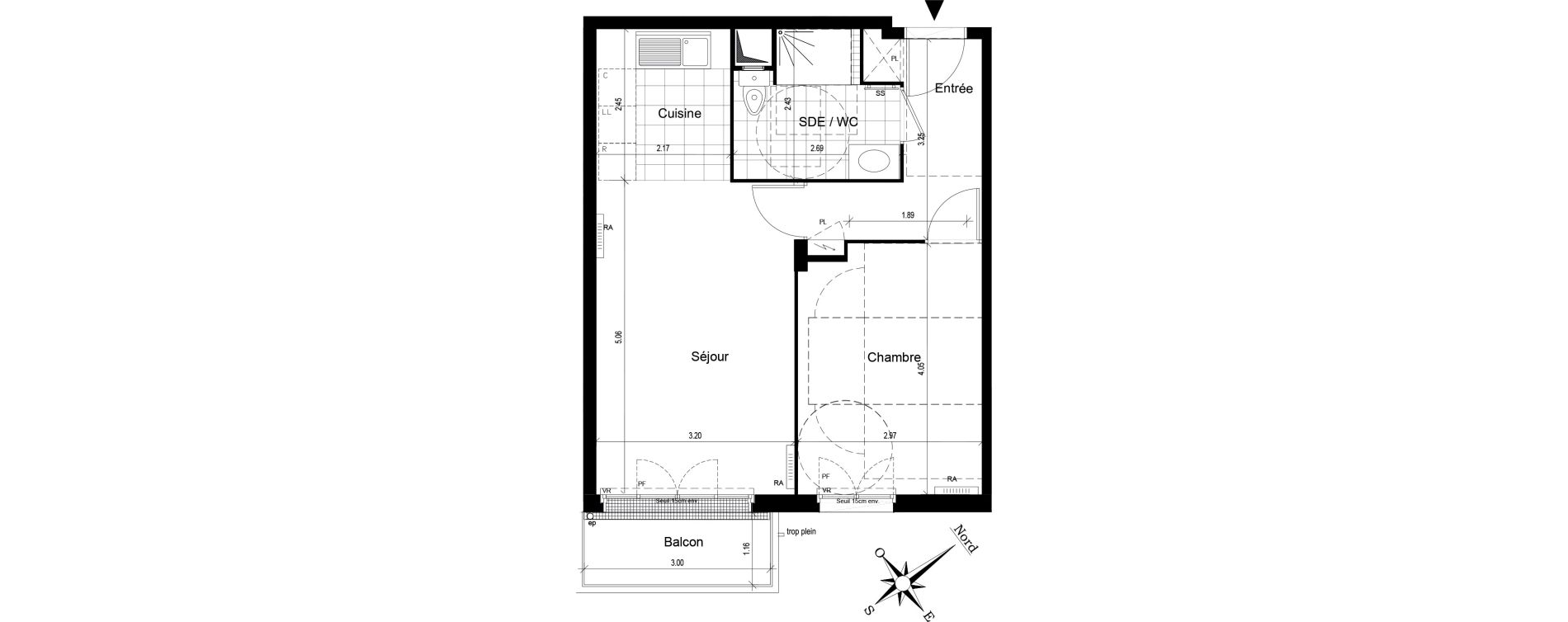Appartement T2 de 45,02 m2 au Blanc-Mesnil Centre