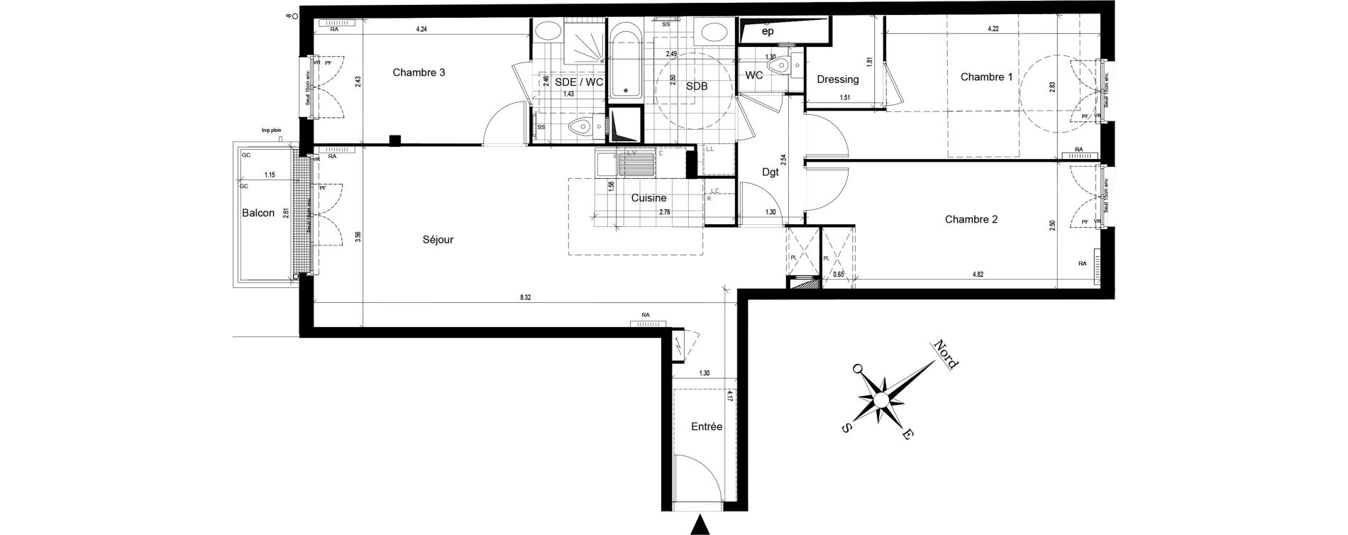 Appartement T4 de 89,44 m2 au Blanc-Mesnil Centre