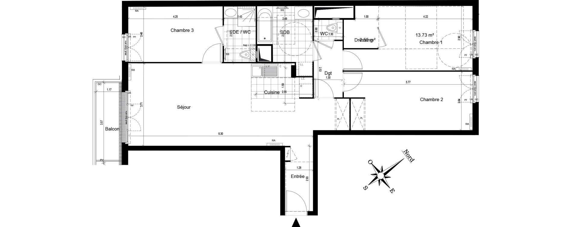 Appartement T4 de 91,89 m2 au Blanc-Mesnil Centre