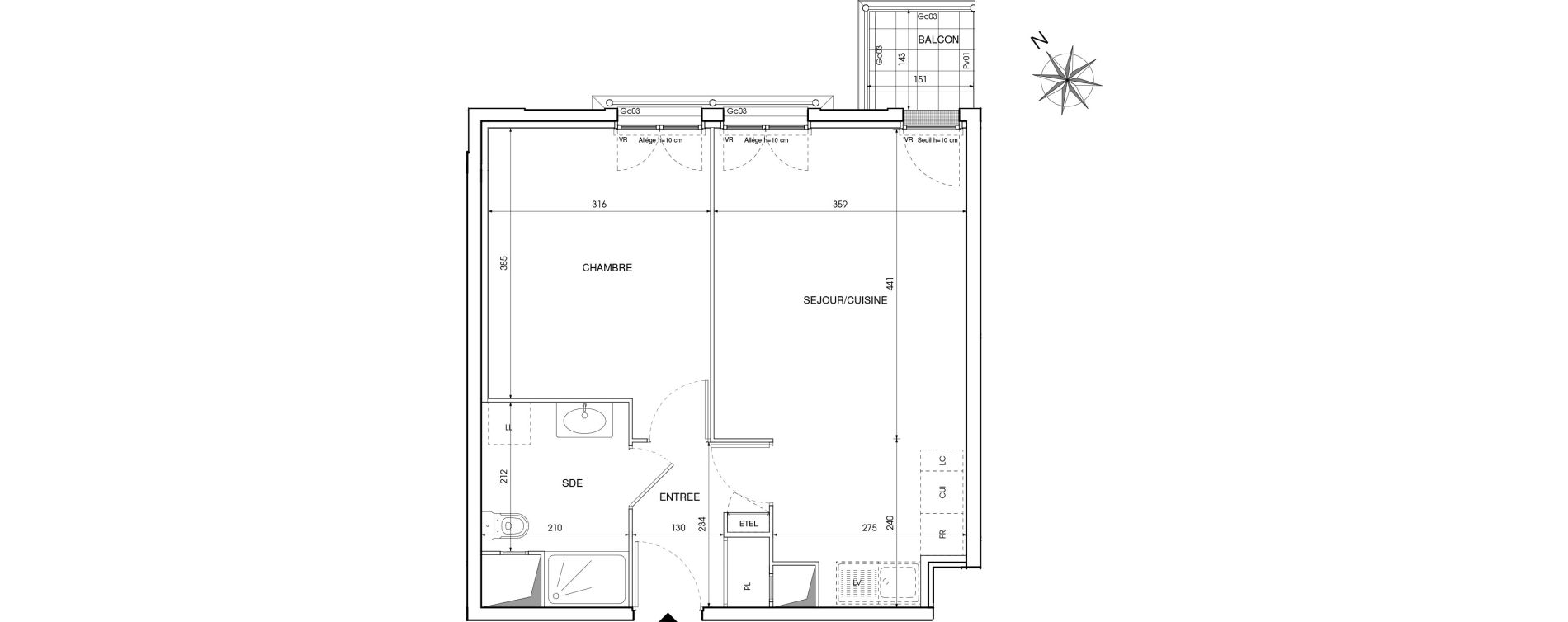 Appartement T2 de 44,13 m2 au Blanc-Mesnil Centre