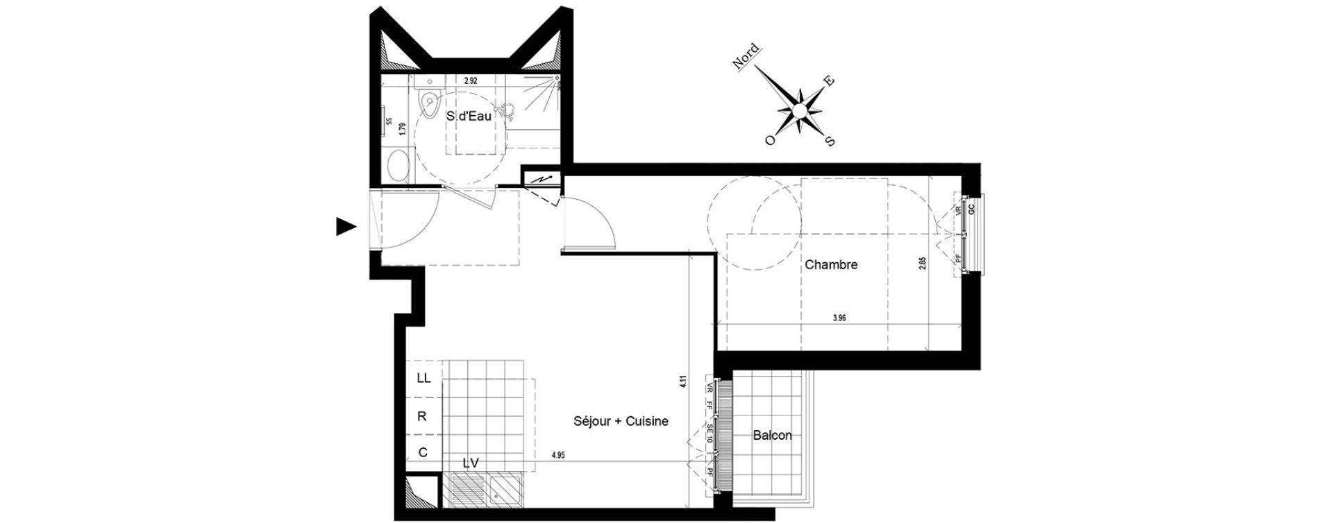 Appartement T2 de 42,46 m2 au Blanc-Mesnil Centre