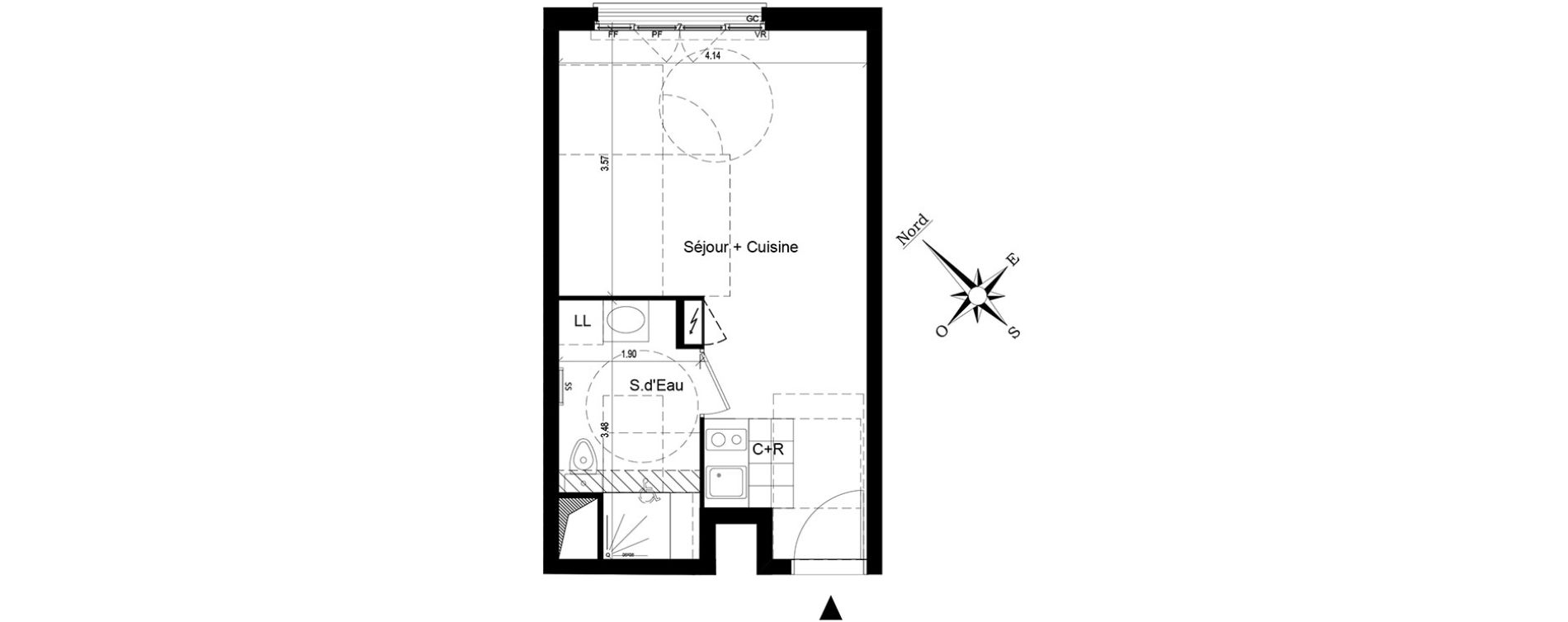 Appartement T1 de 27,75 m2 au Blanc-Mesnil Centre