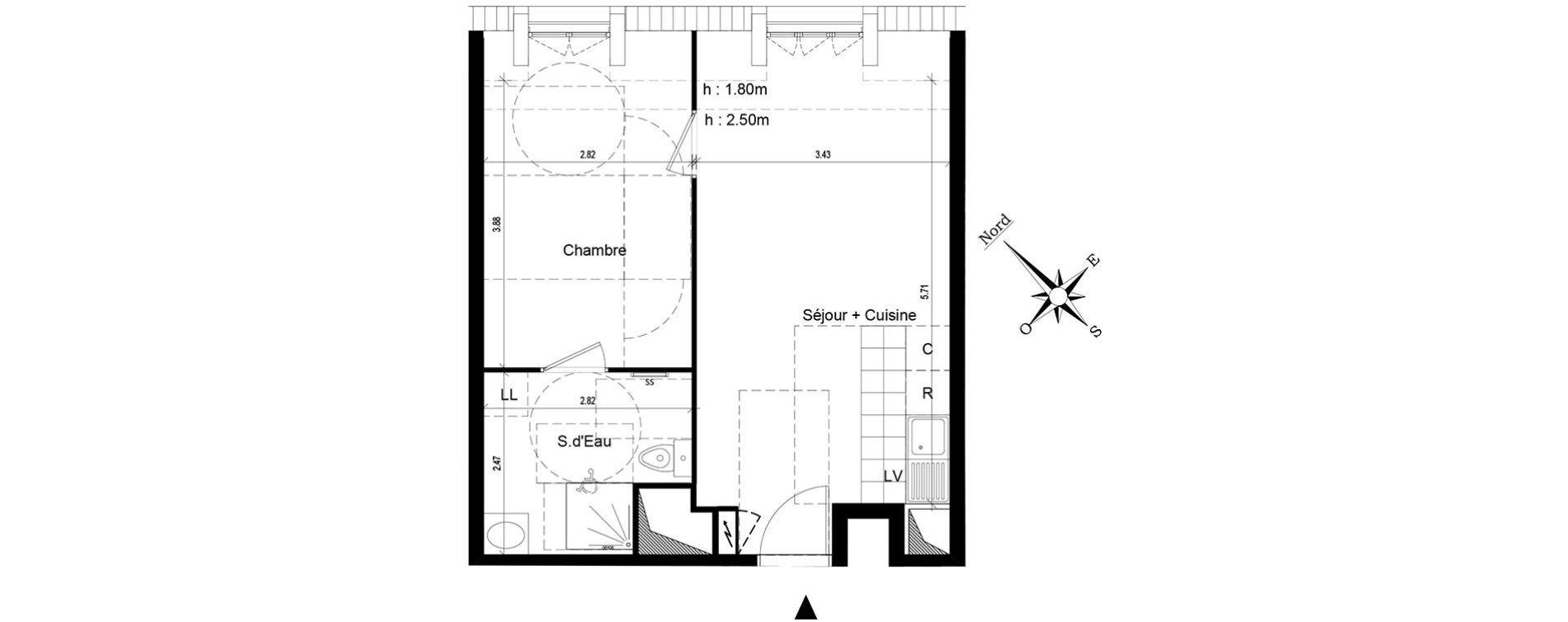 Appartement T2 de 39,21 m2 au Blanc-Mesnil Centre