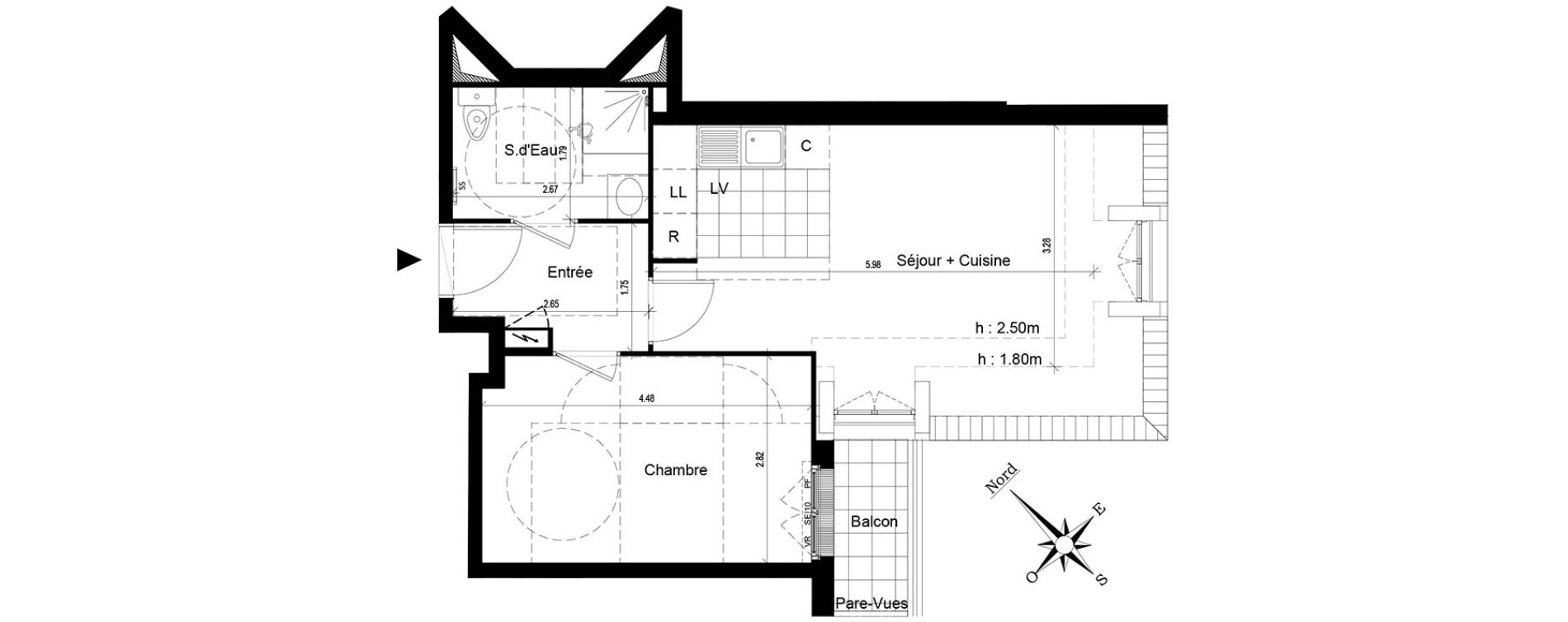 Appartement T2 de 41,86 m2 au Blanc-Mesnil Centre