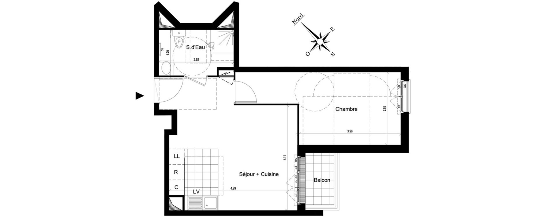 Appartement T2 de 42,68 m2 au Blanc-Mesnil Centre