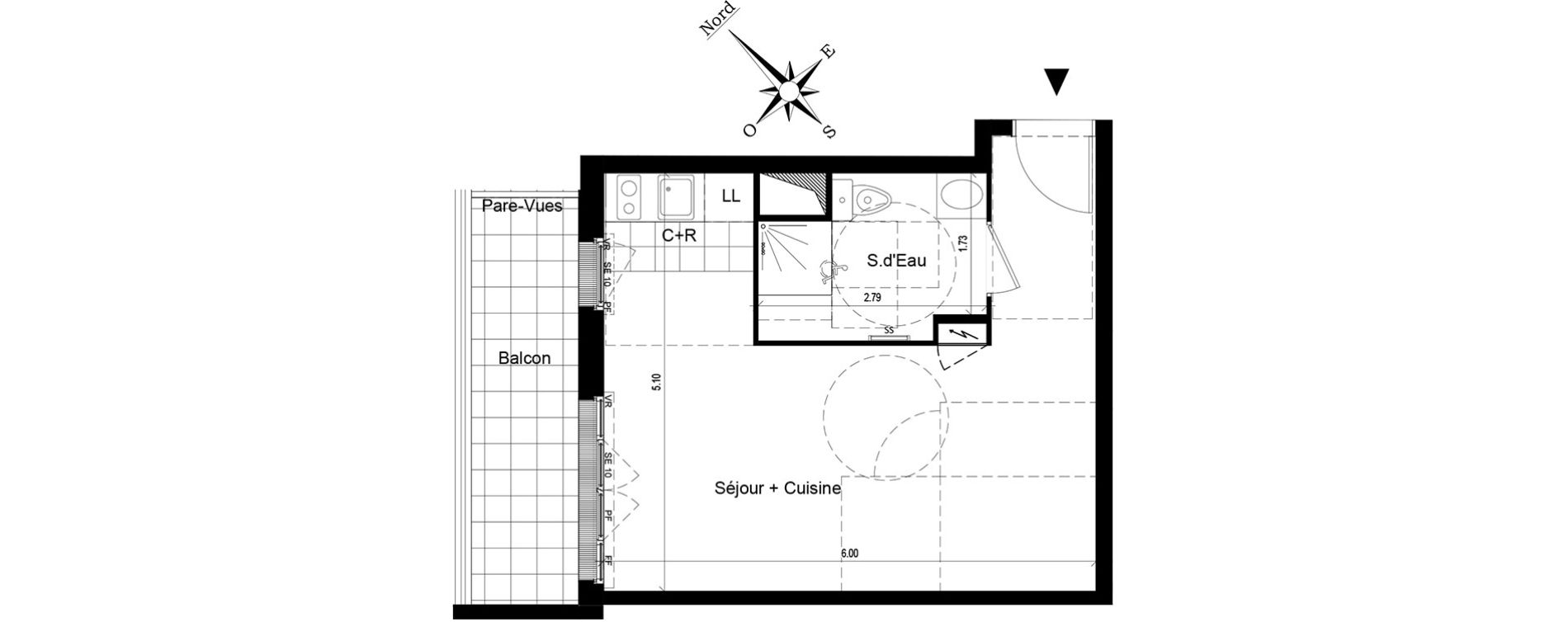 Appartement T1 de 30,06 m2 au Blanc-Mesnil Centre