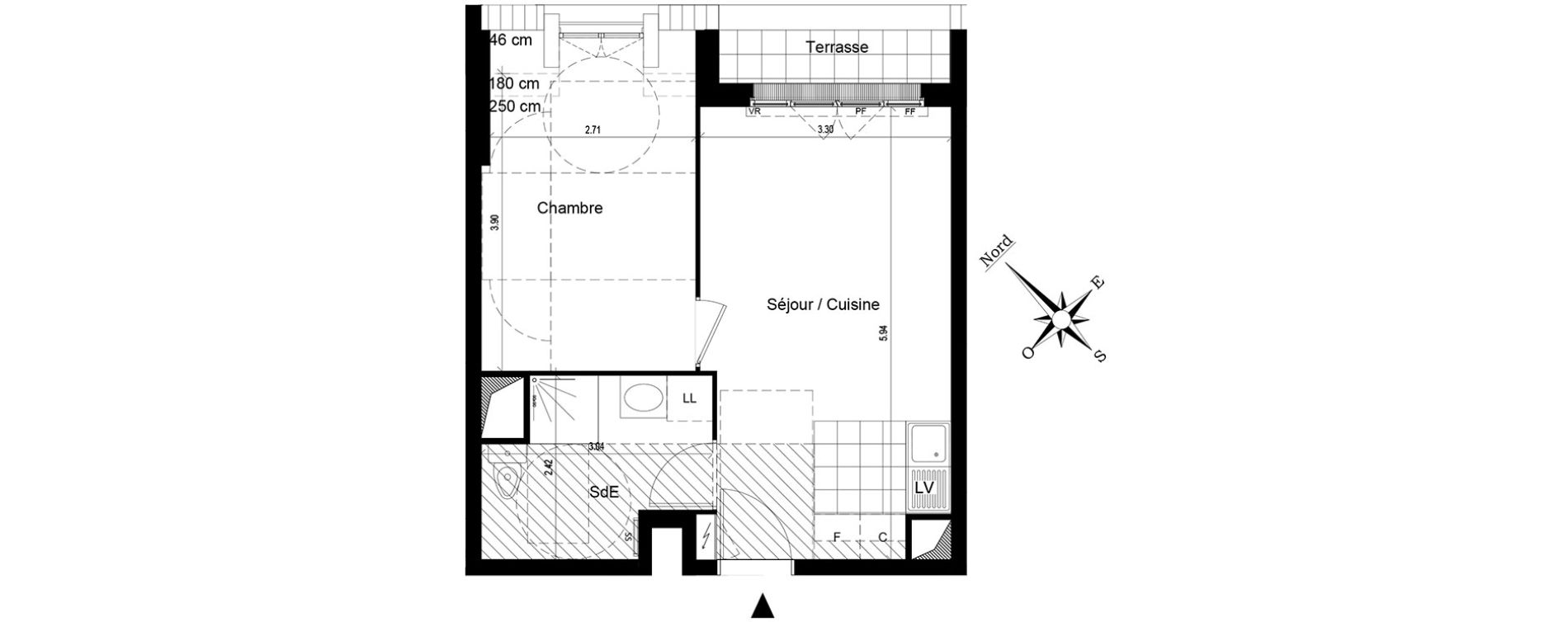 Appartement T2 de 36,22 m2 au Blanc-Mesnil Centre