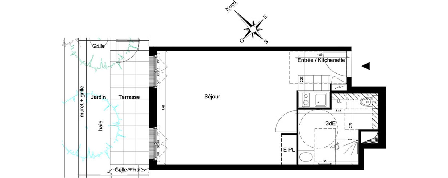 Appartement T1 de 34,34 m2 au Blanc-Mesnil Centre