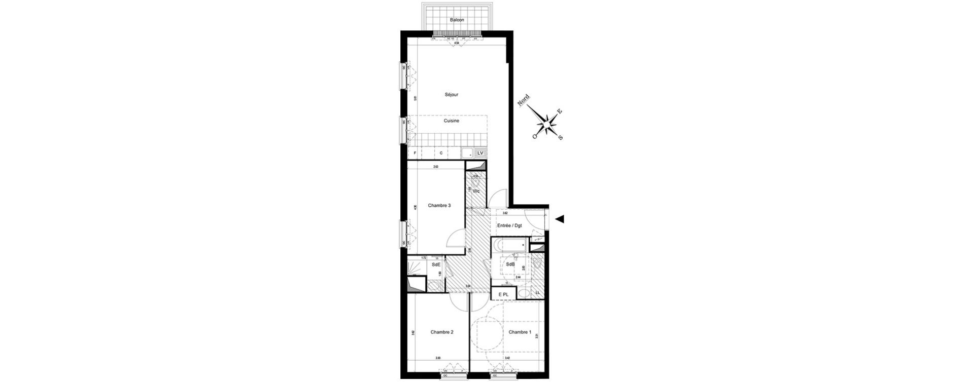 Appartement T4 de 80,50 m2 au Blanc-Mesnil Centre
