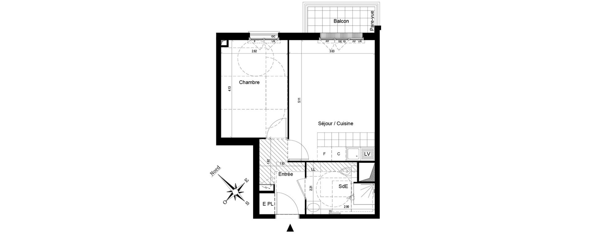 Appartement T2 de 41,03 m2 au Blanc-Mesnil Centre