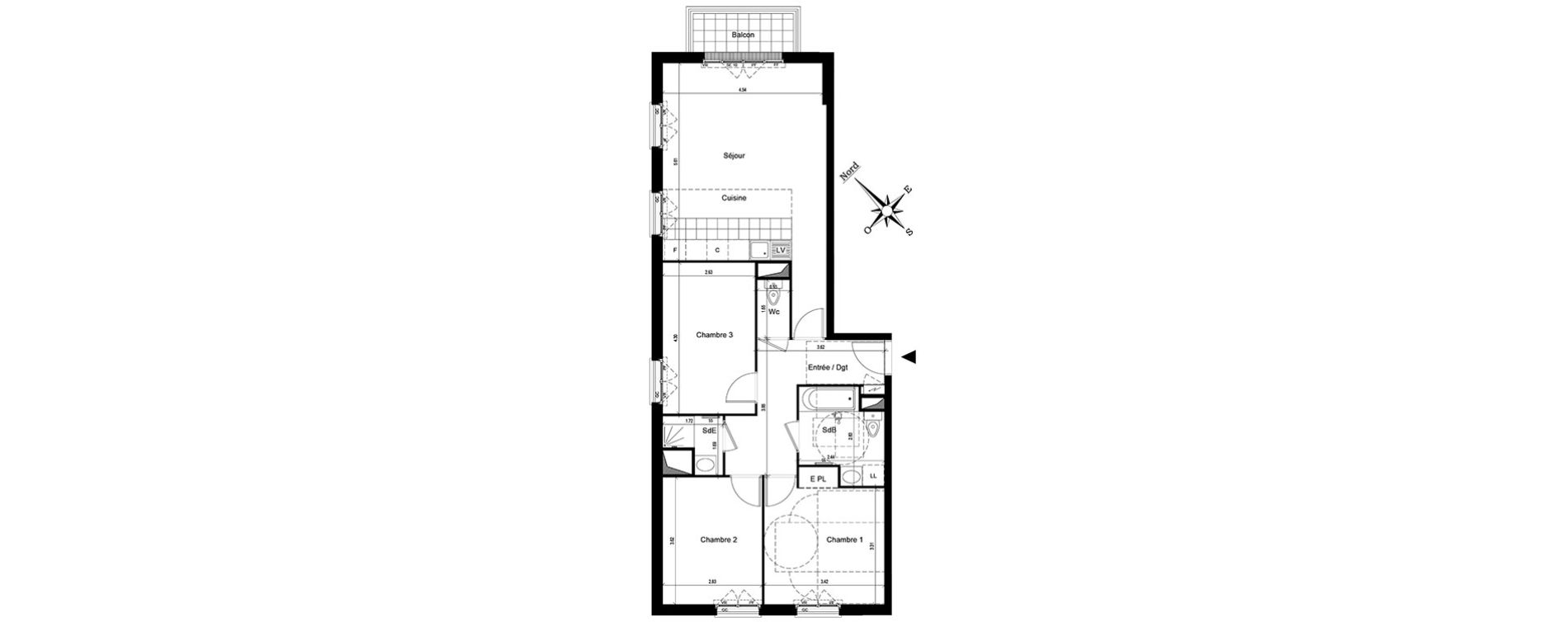Appartement T4 de 80,50 m2 au Blanc-Mesnil Centre