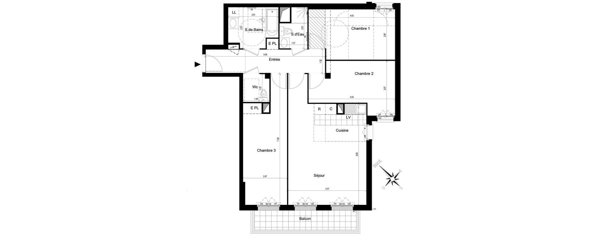 Appartement T4 de 86,27 m2 au Blanc-Mesnil Centre