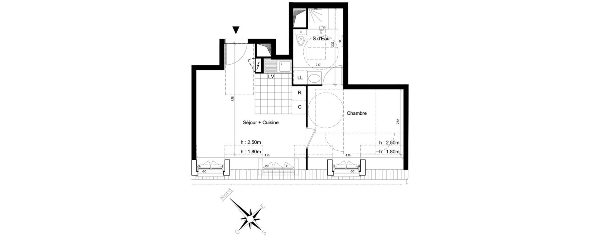 Appartement T2 de 39,70 m2 au Blanc-Mesnil Centre
