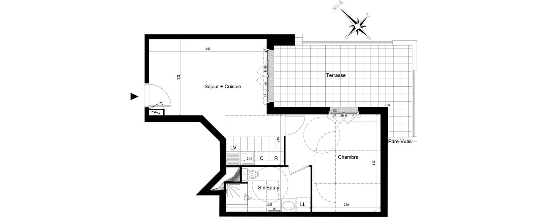 Appartement T2 de 42,23 m2 au Blanc-Mesnil Centre