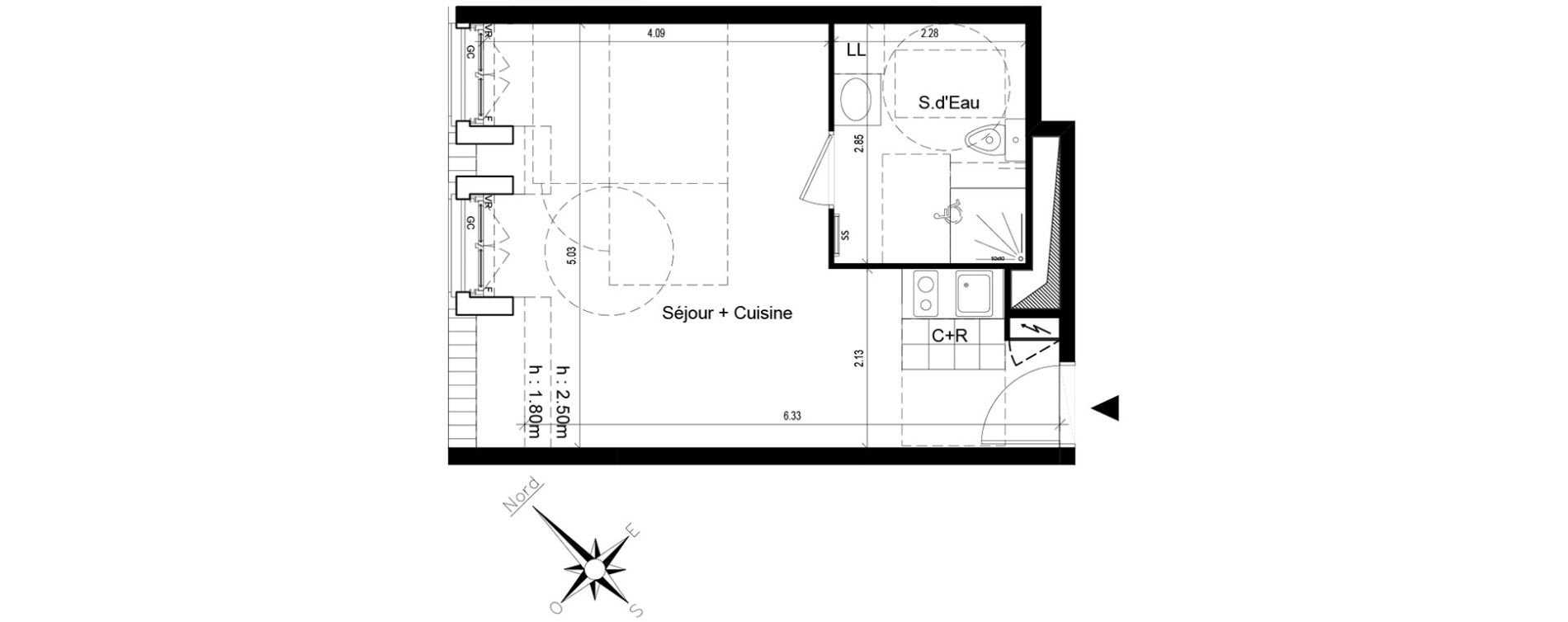 Appartement T1 de 31,09 m2 au Blanc-Mesnil Centre