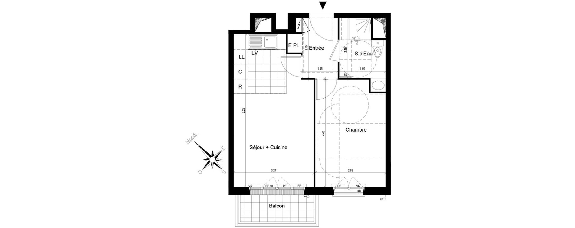 Appartement T2 de 39,80 m2 au Blanc-Mesnil Centre