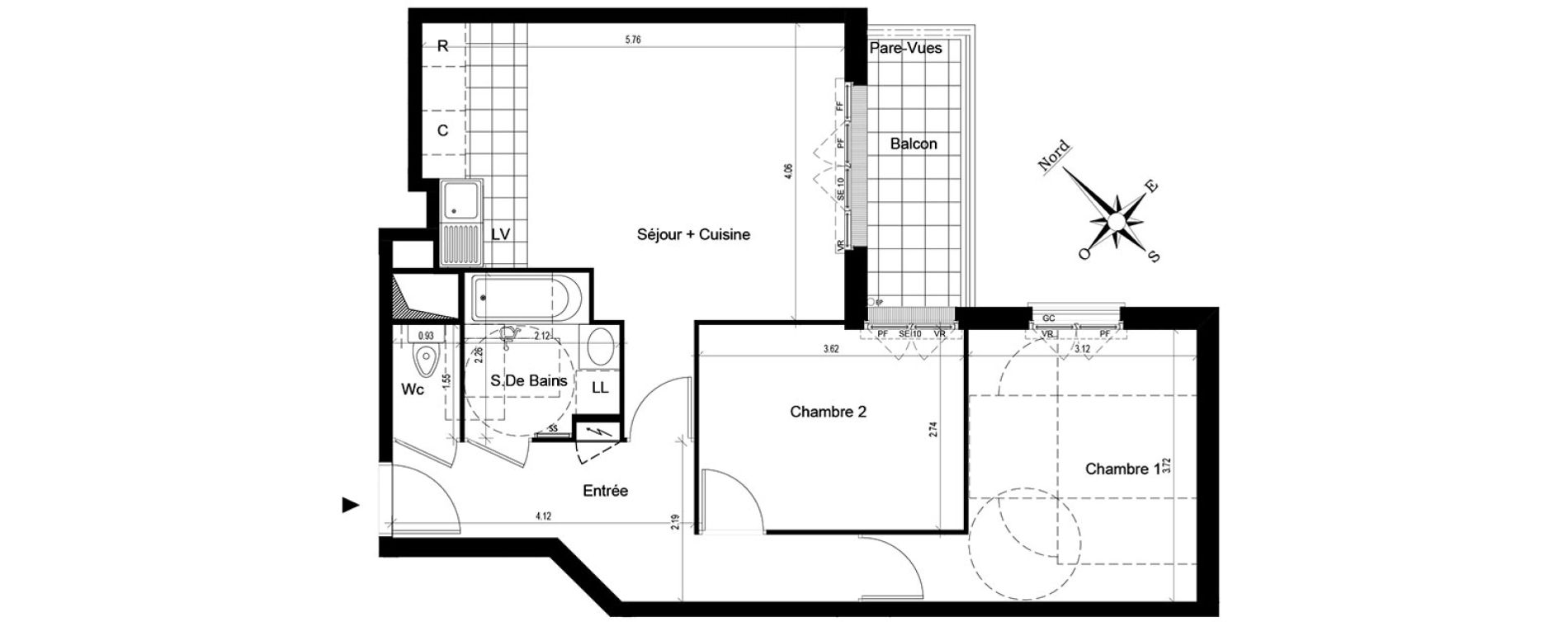 Appartement T3 de 60,43 m2 au Blanc-Mesnil Centre