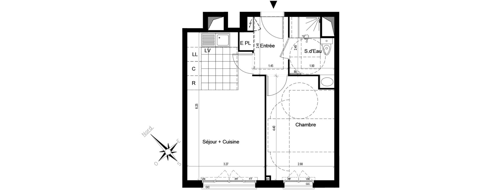 Appartement T2 de 39,76 m2 au Blanc-Mesnil Centre