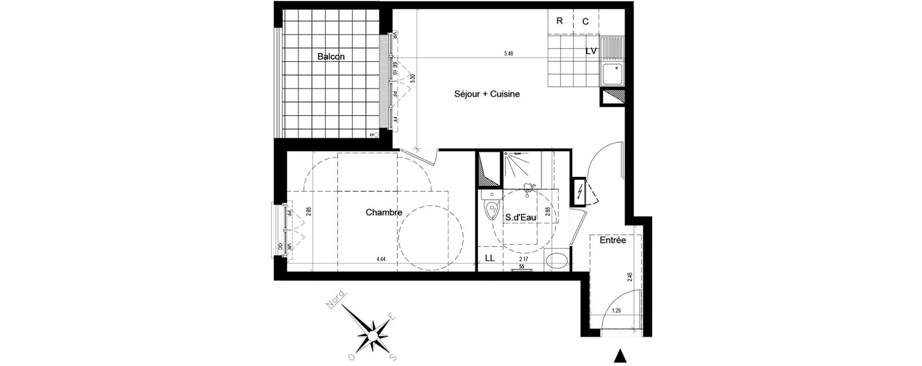 Appartement T2 de 41,66 m2 au Blanc-Mesnil Centre