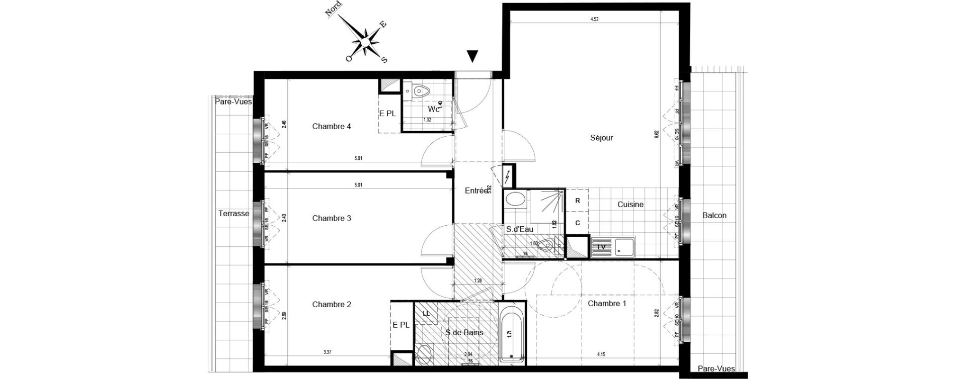 Appartement T5 de 89,90 m2 au Blanc-Mesnil Centre