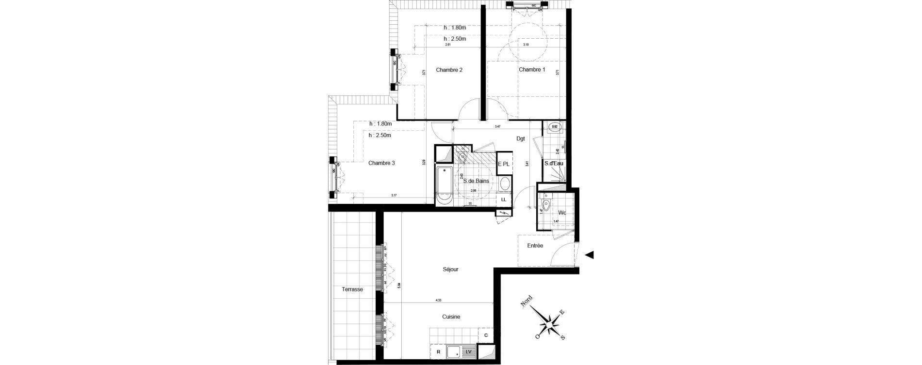 Appartement T4 de 82,71 m2 au Blanc-Mesnil Centre