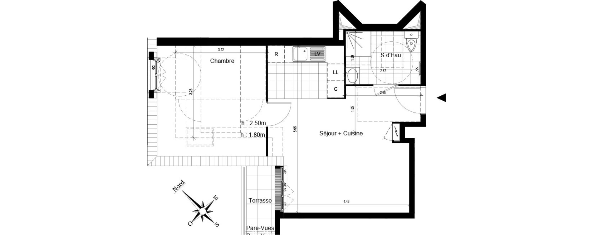 Appartement T2 de 41,90 m2 au Blanc-Mesnil Centre