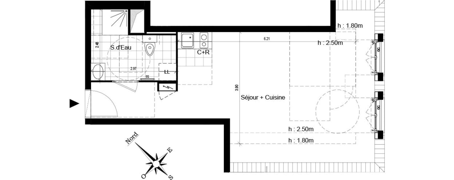 Appartement T1 de 33,84 m2 au Blanc-Mesnil Centre