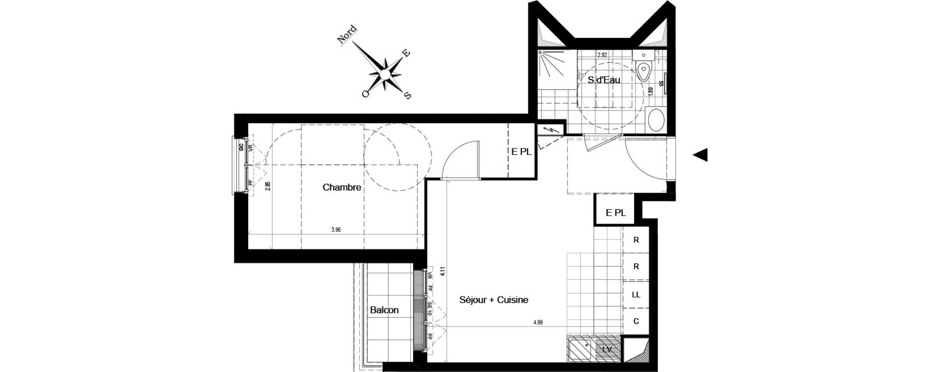 Appartement T2 de 42,57 m2 au Blanc-Mesnil Centre