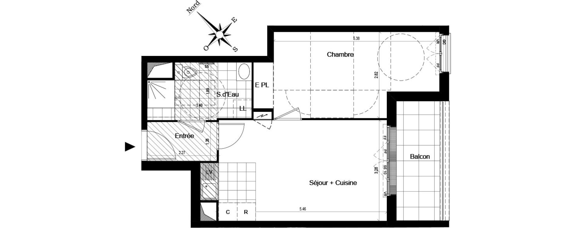 Appartement T2 de 42,09 m2 au Blanc-Mesnil Centre