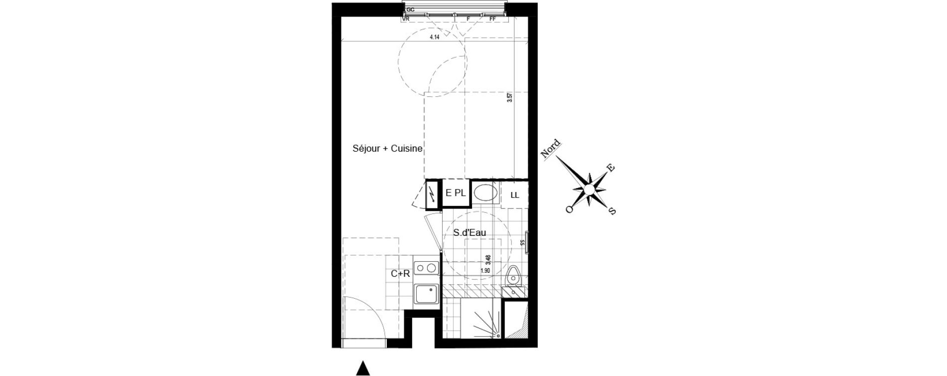 Appartement T1 de 28,04 m2 au Blanc-Mesnil Centre