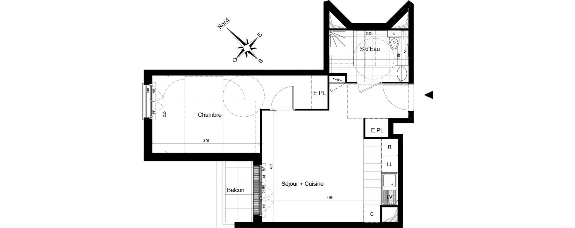Appartement T2 de 42,45 m2 au Blanc-Mesnil Centre